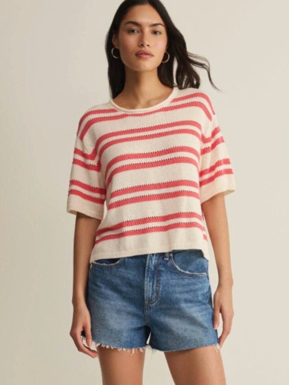 Z Supply Prado Stripe Sweater Tee in Gelato Gel. XS. NWT